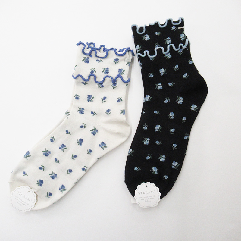 STREAM 小花柄メロウクルーソックス